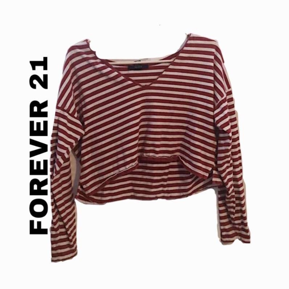 V Neck Long Sleeve Crop Top